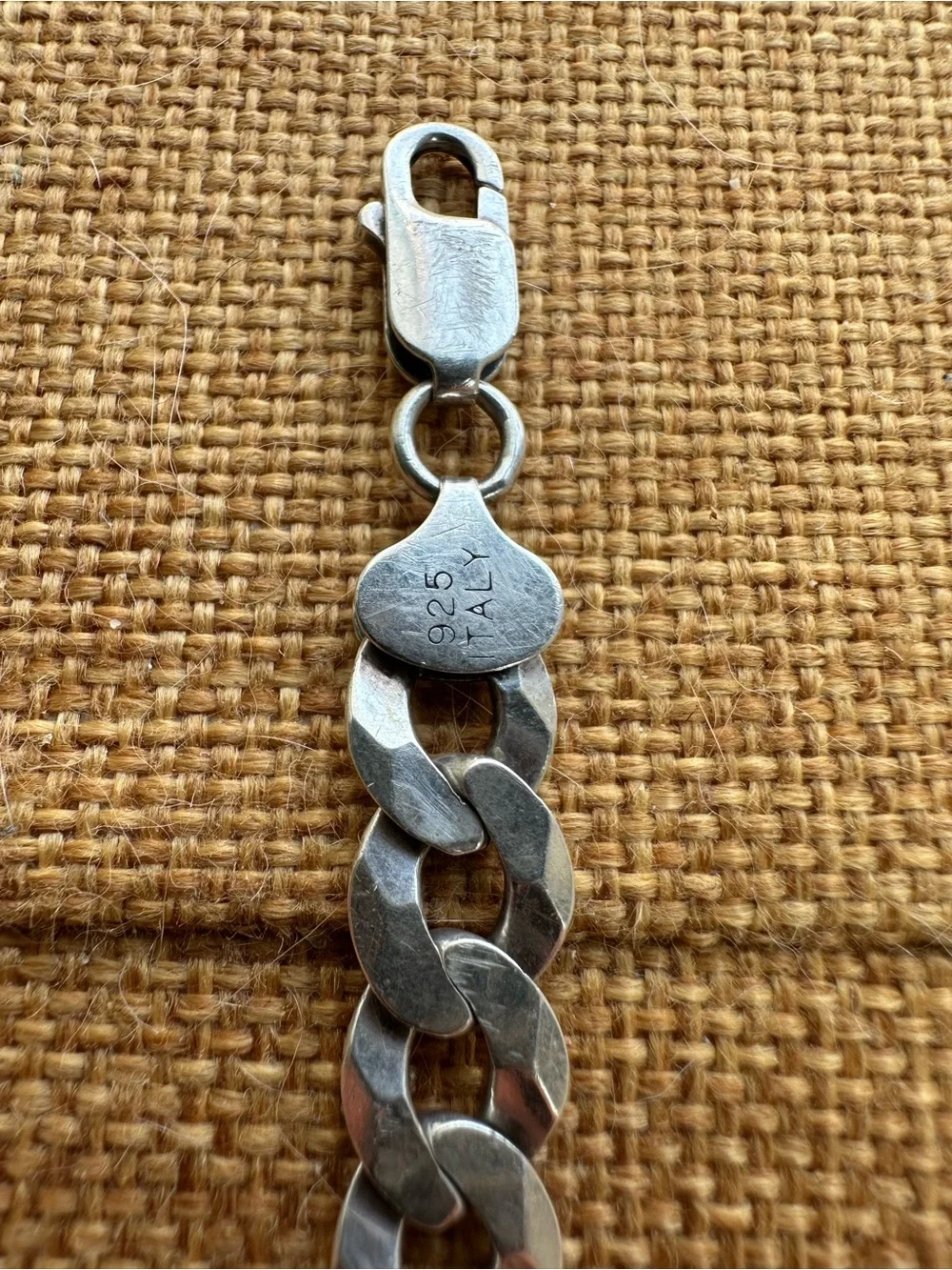 Sterling Silver Flat Curb Link Bracelet 8 Inch Long 12mm Italy Lirm 925